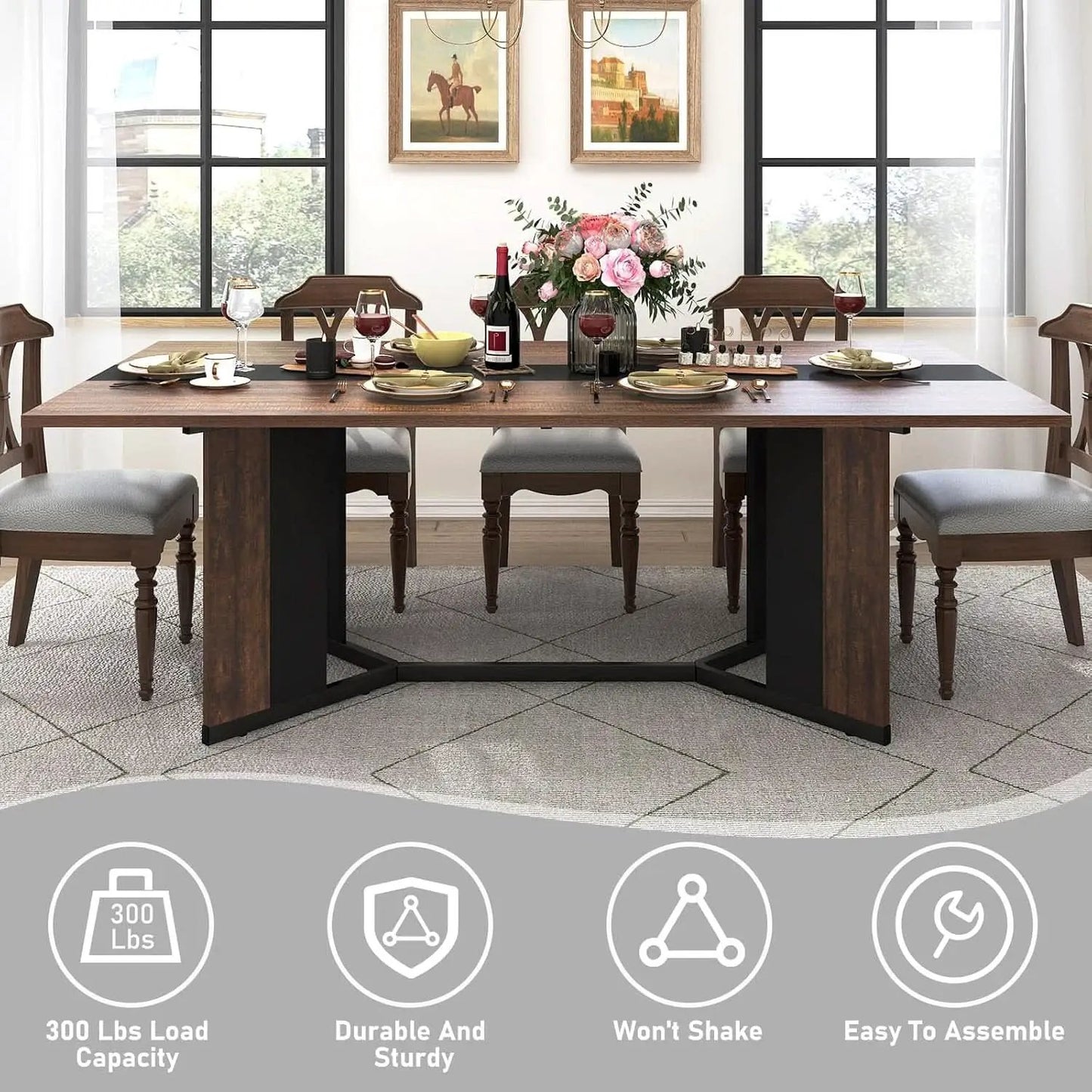 71In Large Rectangular Dining Table With Brown Tabletop from PriceLows™