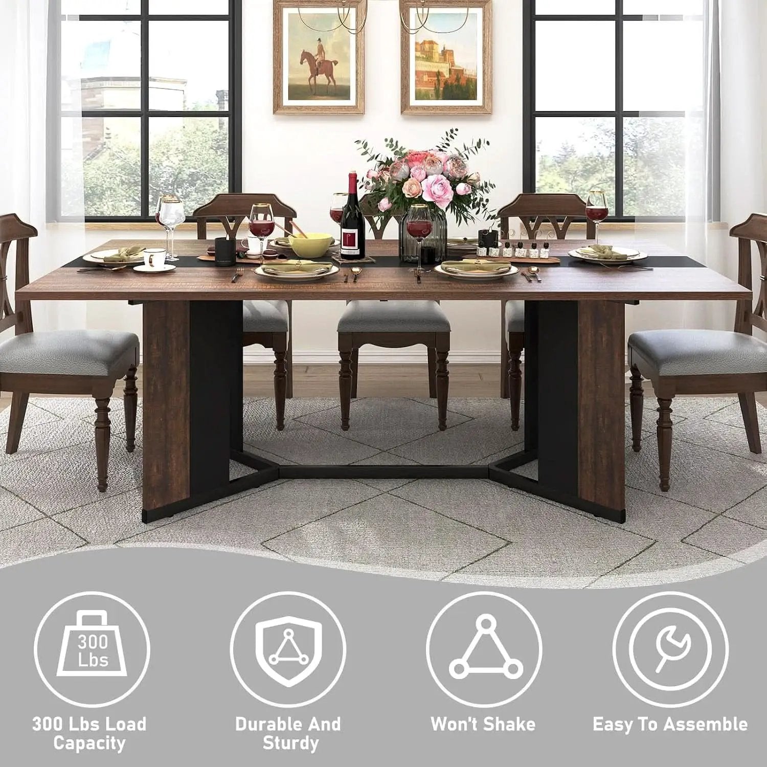 71In Large Rectangular Dining Table With Brown Tabletop from PriceLows™