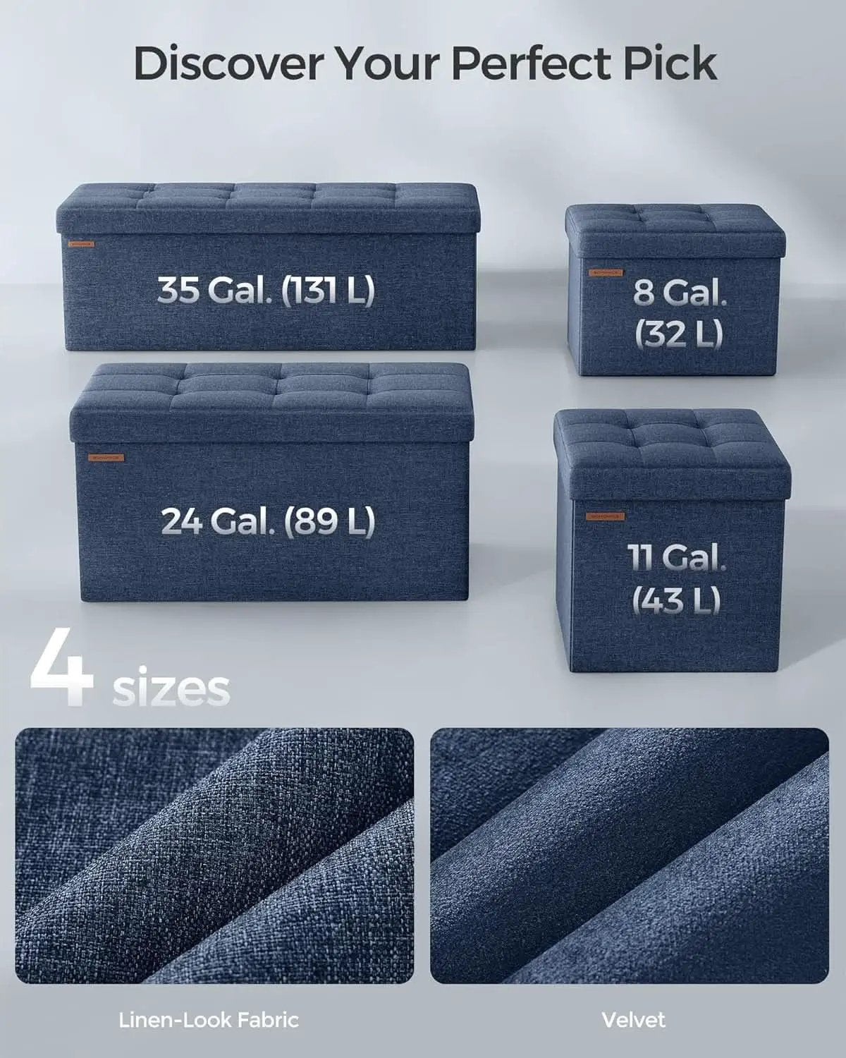 30 Inch Ottoman Bench Midnight Blue Storage Unit Pro Max from PriceLows™