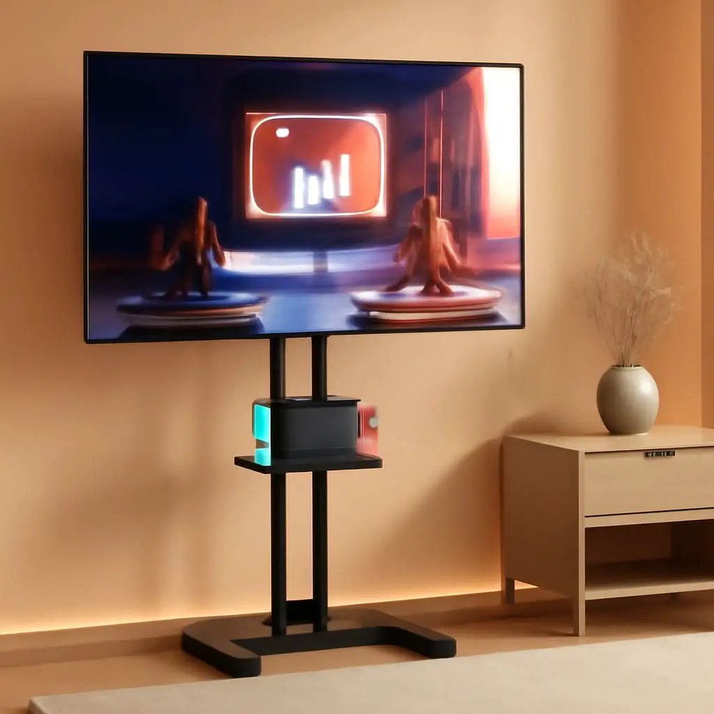 Rolling TV Stand 32-75 Inch With Height Adjustable Shelf from PriceLows™
