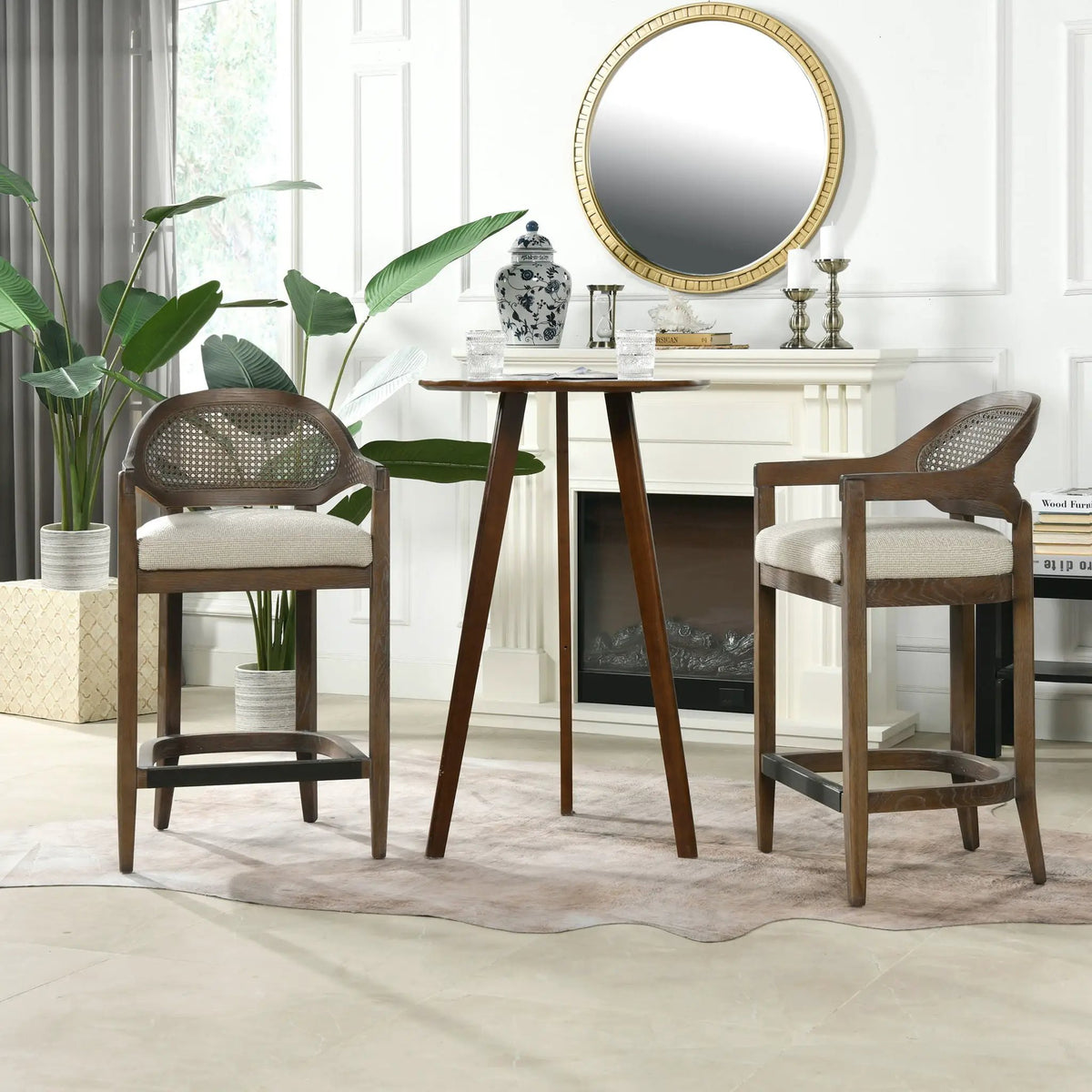 Americana Counter Stool | Mid-Century Modern | Cane Back | Kiln-Dried Wood Frame