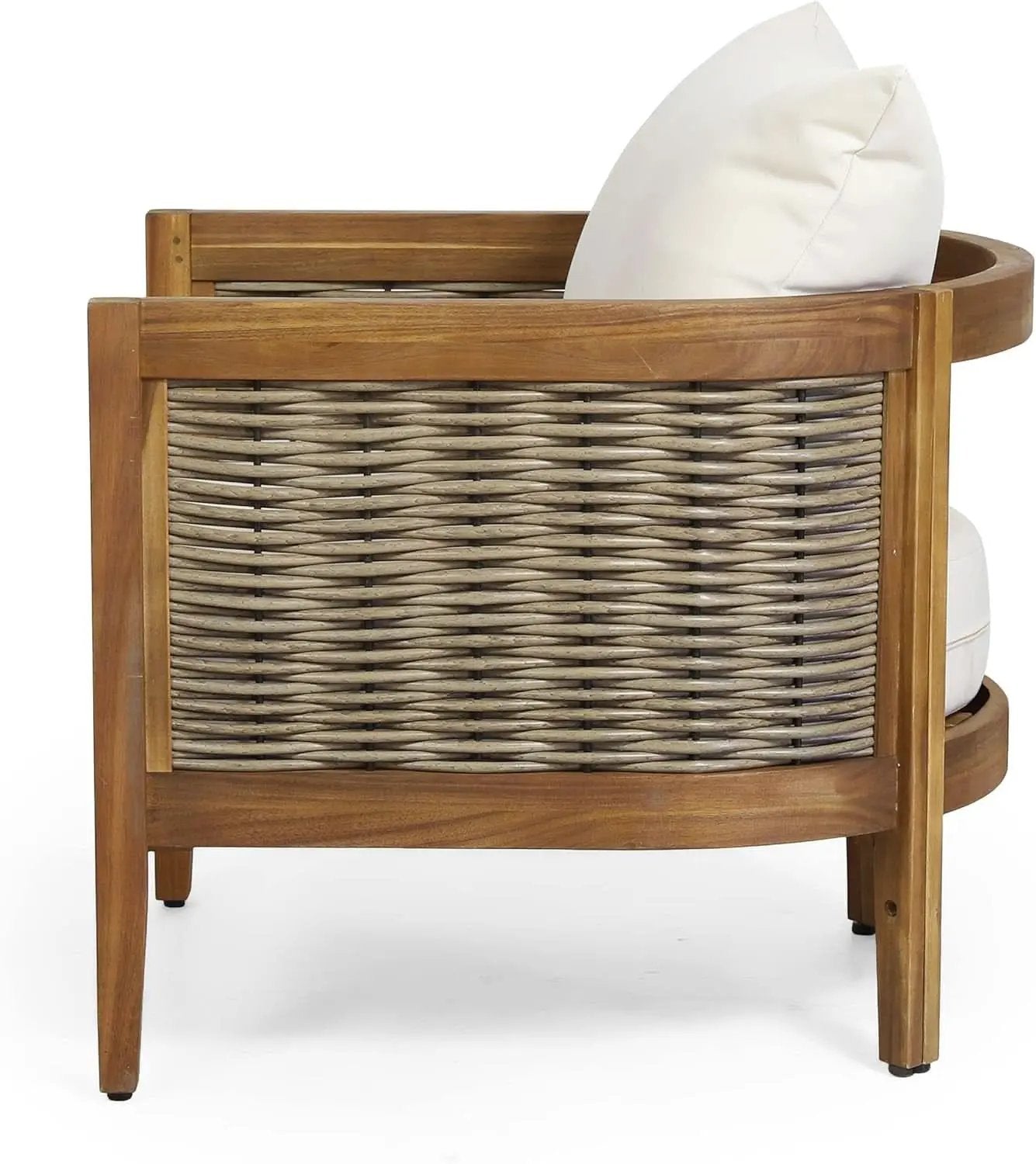 Burchett Outdoor 4 Piece Chat Set Acacia Wood And Wicker Teak Brown Beige from PriceLows™