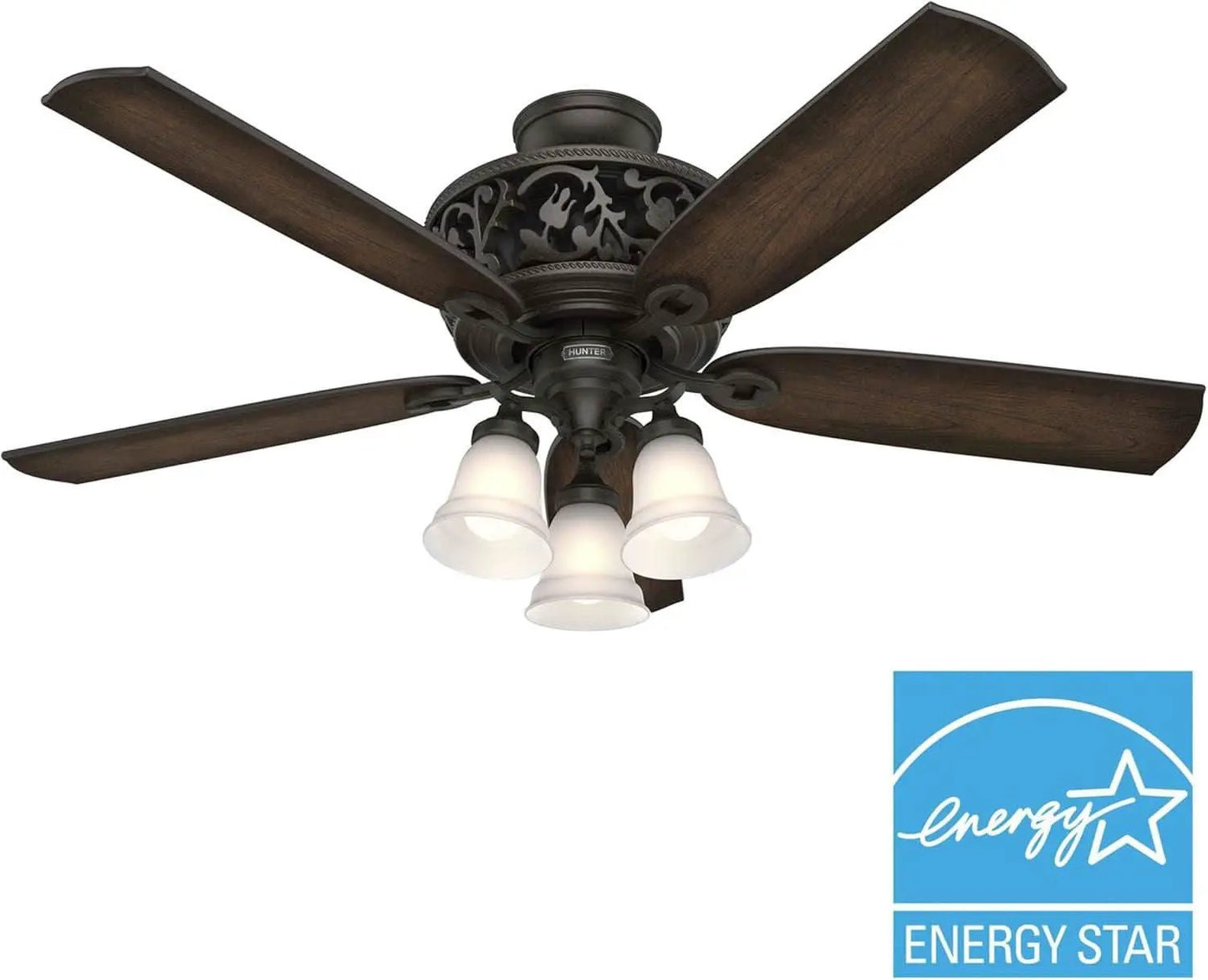 Promenade 54 Inch Indoor Ceiling Fan LED Lights Bronze Finish DC Motor Remote from PriceLows™