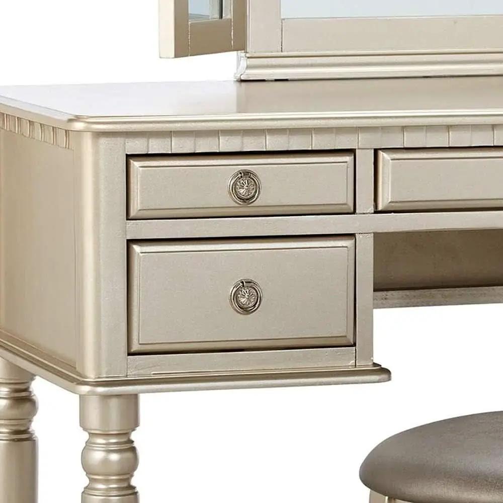Silver St Croix Vanity Set With Tri Fold Mirror 5 Drawers from PriceLows™