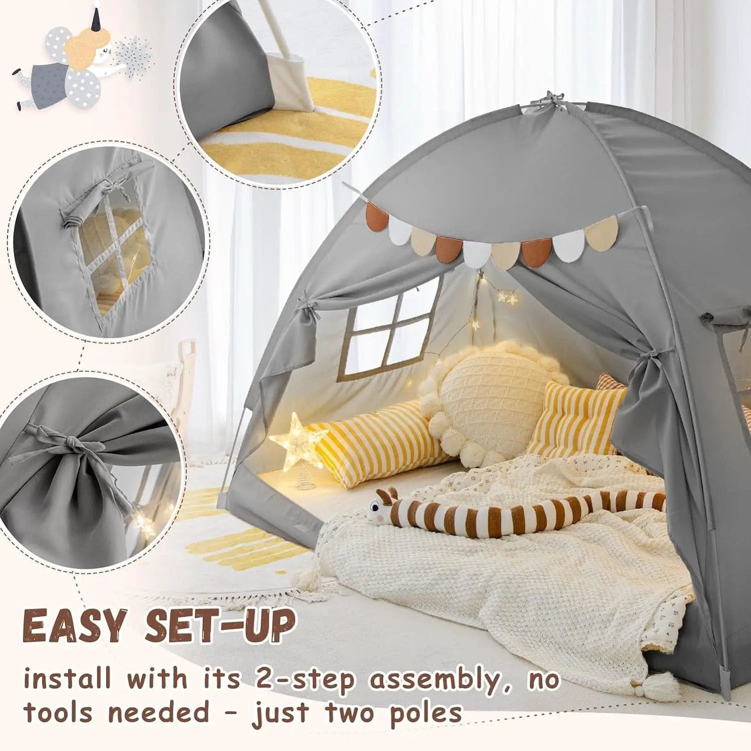 Twin Bed Tent Canopy Blackout Privacy PlayhouseKit from PriceLows™