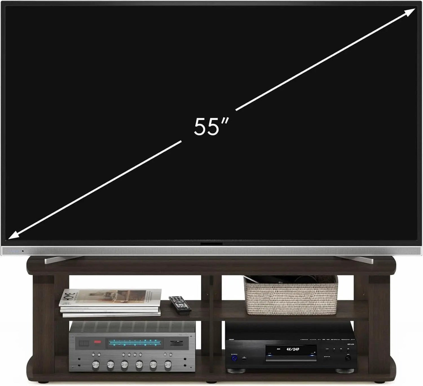 43.3 Inch Wide Dark Brown Entertainment Center TV Stand from PriceLows™