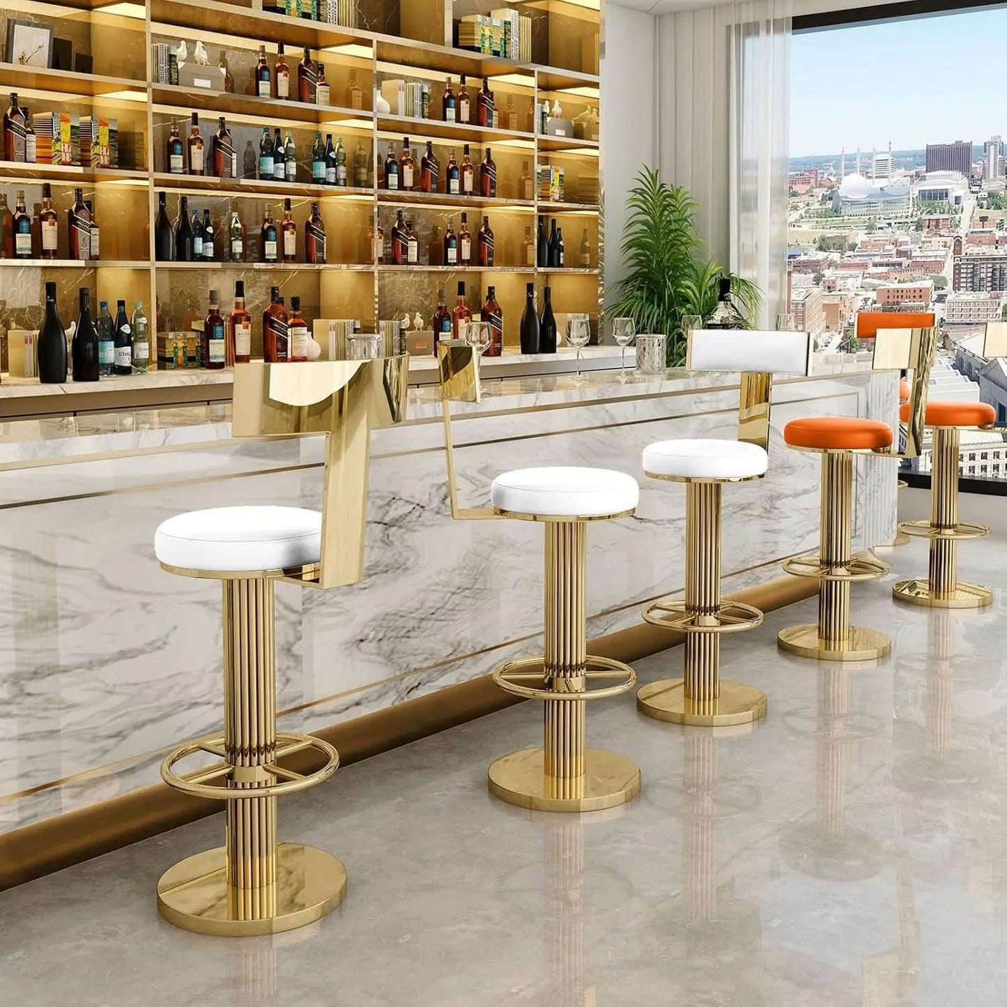 White Counter Height Bar Stools With Adjustable Height from PriceLows™