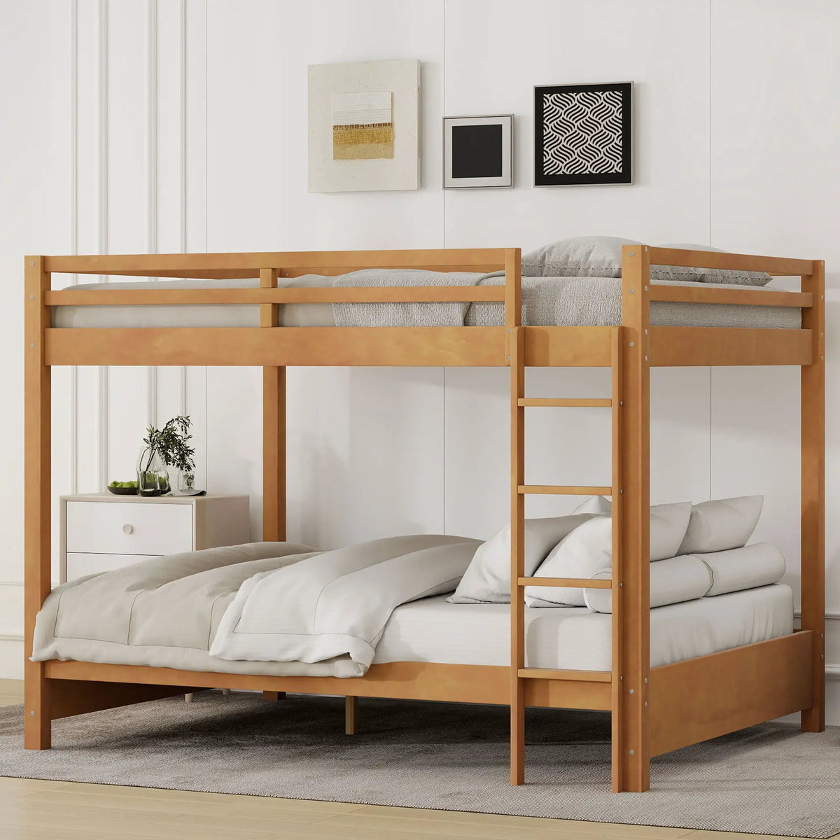 Sturdy Bunk Bed With Ladder | Solid Pine Wood | Guard Rails | Compact Layout