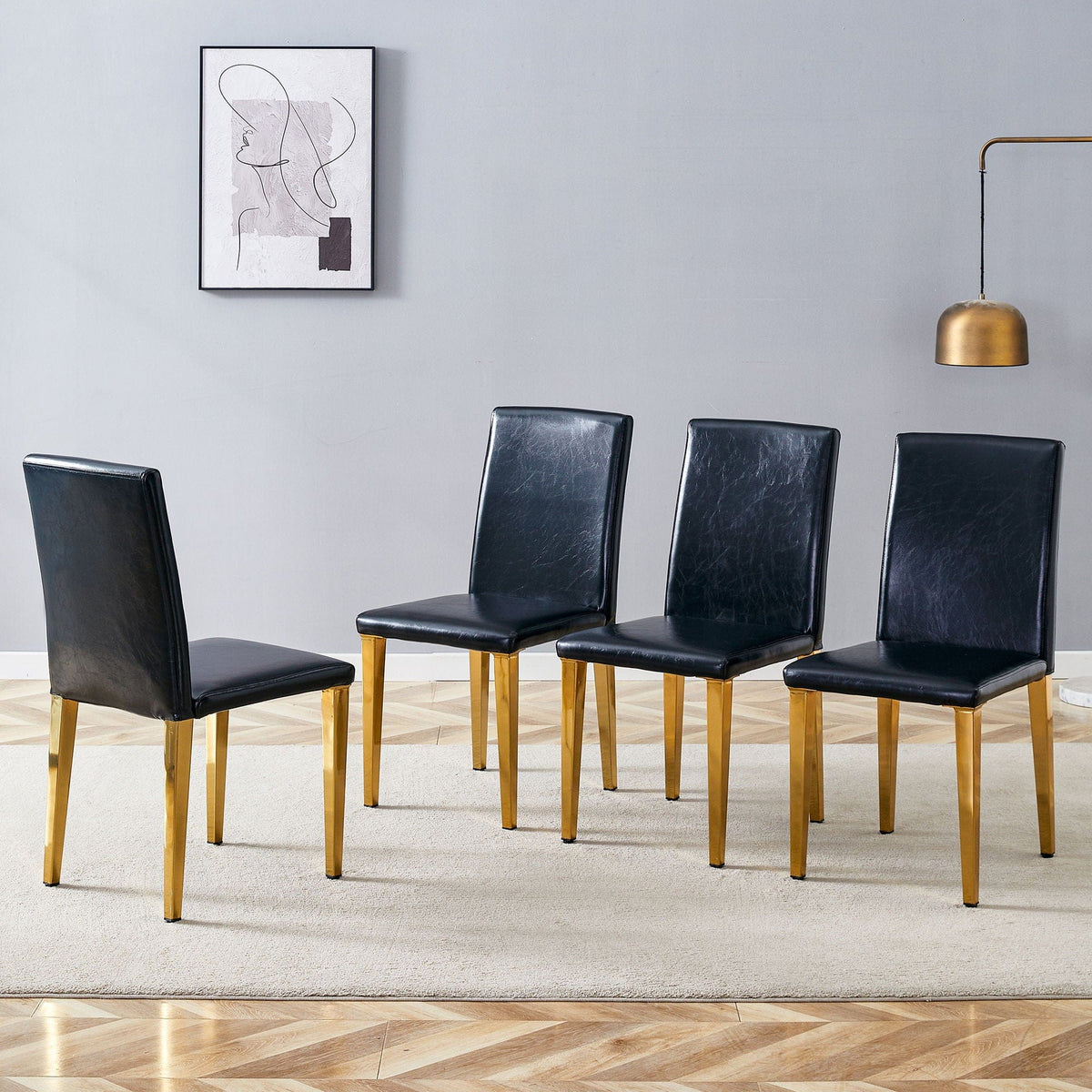 Modern Dining Chairs With Metal Legs Chair Set | 3 Pieces | Metal | Dining Room