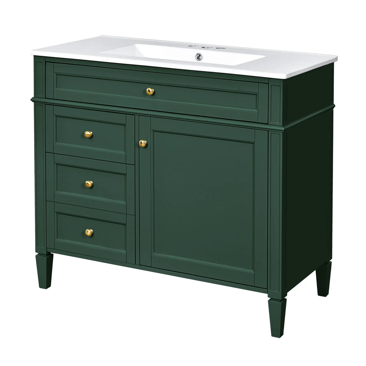 36 Inch Bathroom Vanity With Top Sink | 3 Drawers | Metal Drawer Slides | Ceramic Sink