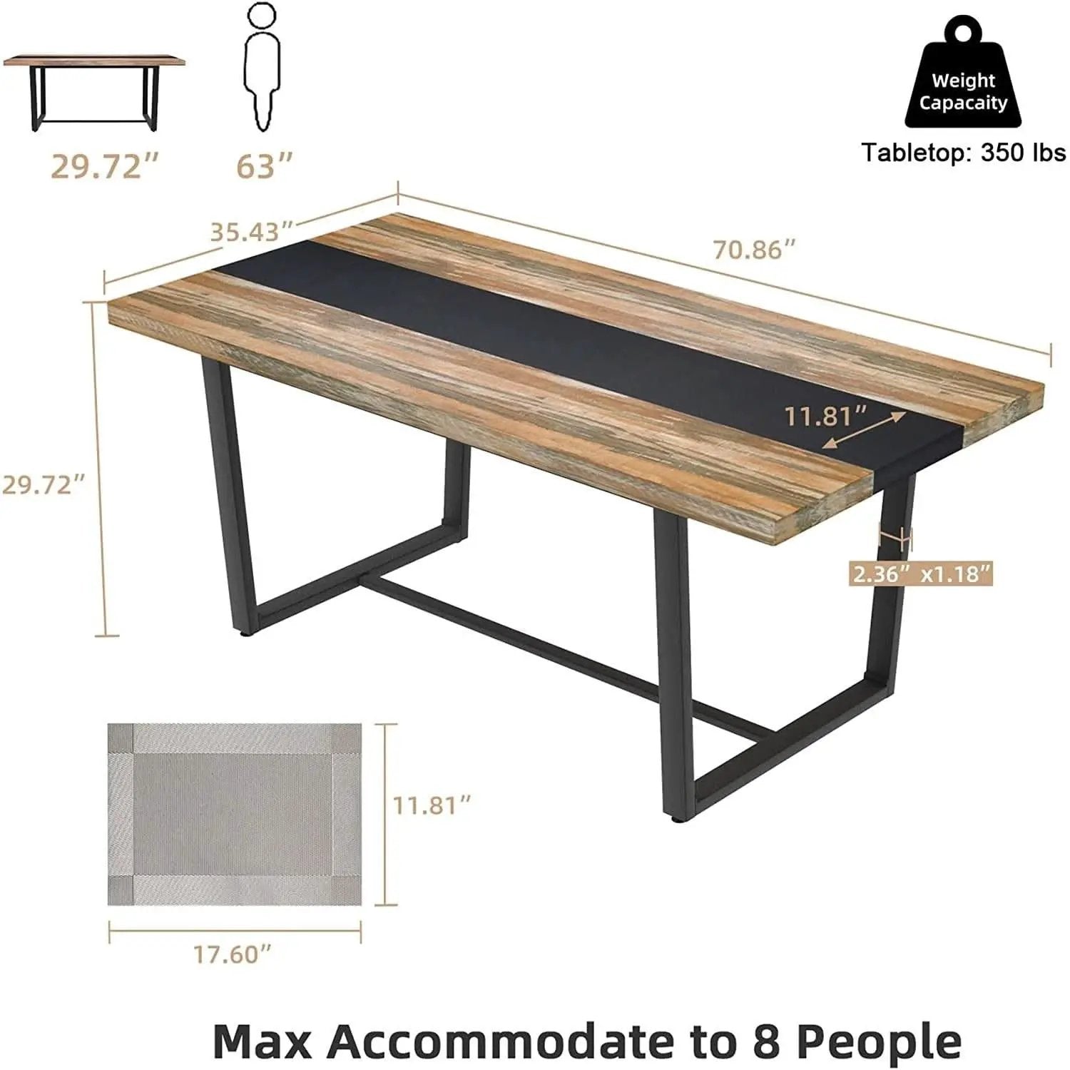 Six To Eight Seats Farmhouse Modern Kitchen Dining Table from PriceLows™