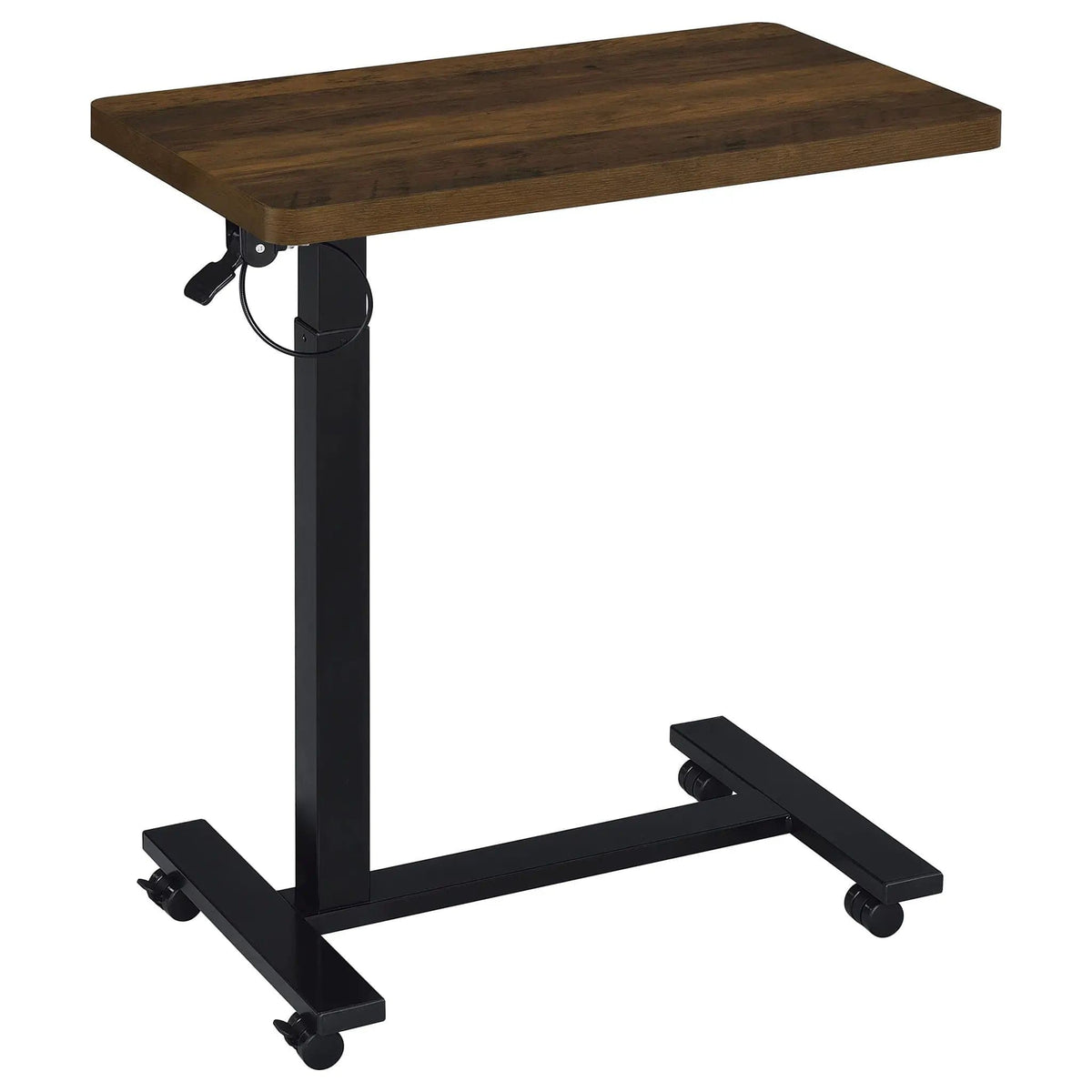 Westpark Pneumatic Adjustable C-Shape Side Table with Casters Dark Pine | 28 x 15.5 x 28.5 in | Engineered Wood & Metal | Home