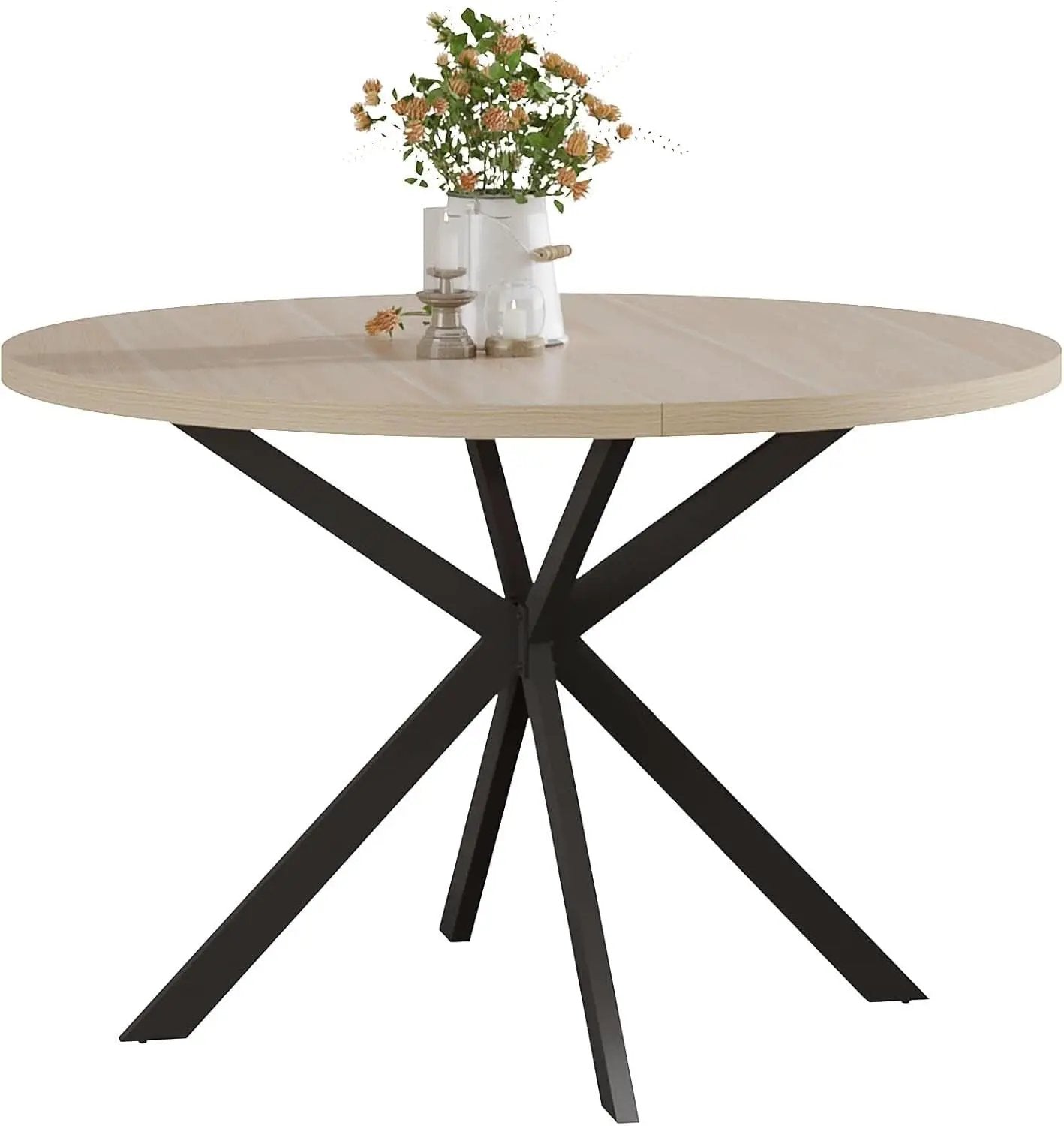 Round 47 Inch Circular Dining Table Natural Oak Finish from PriceLows™