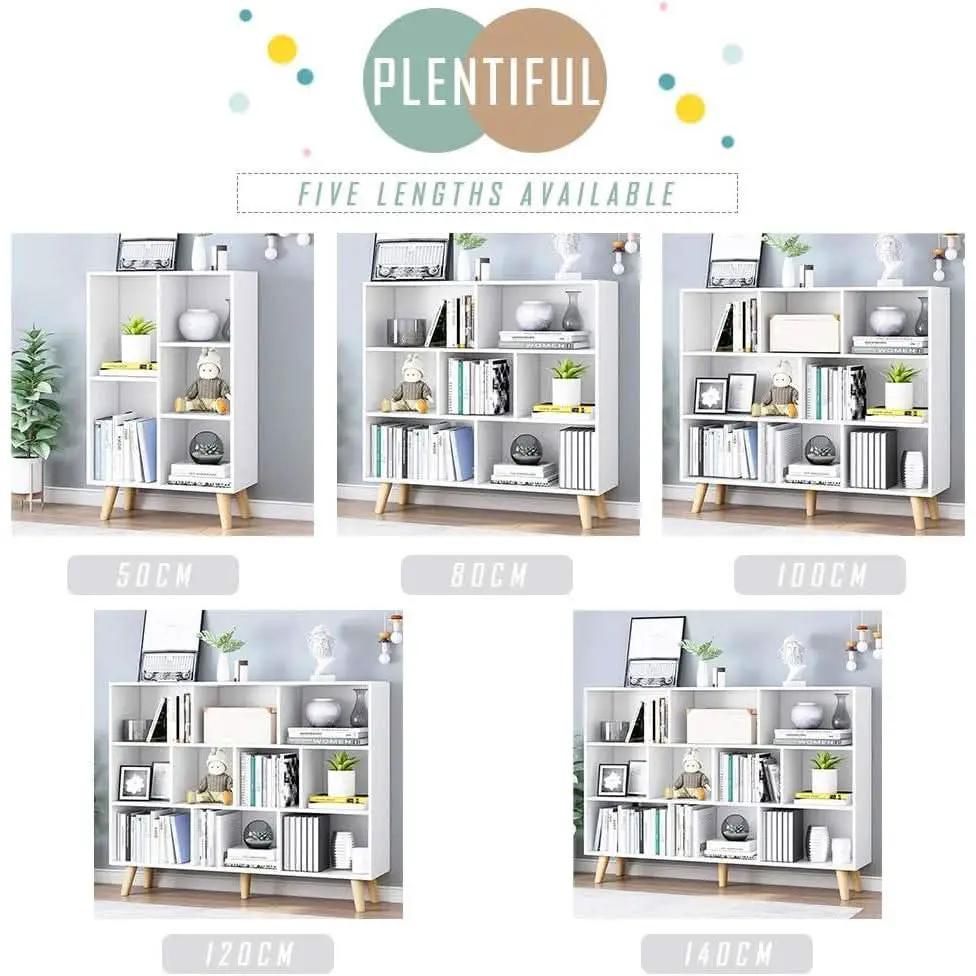 Wooden Open Shelf Bookcase 3 Tier Floor Standing Warm White from PriceLows™