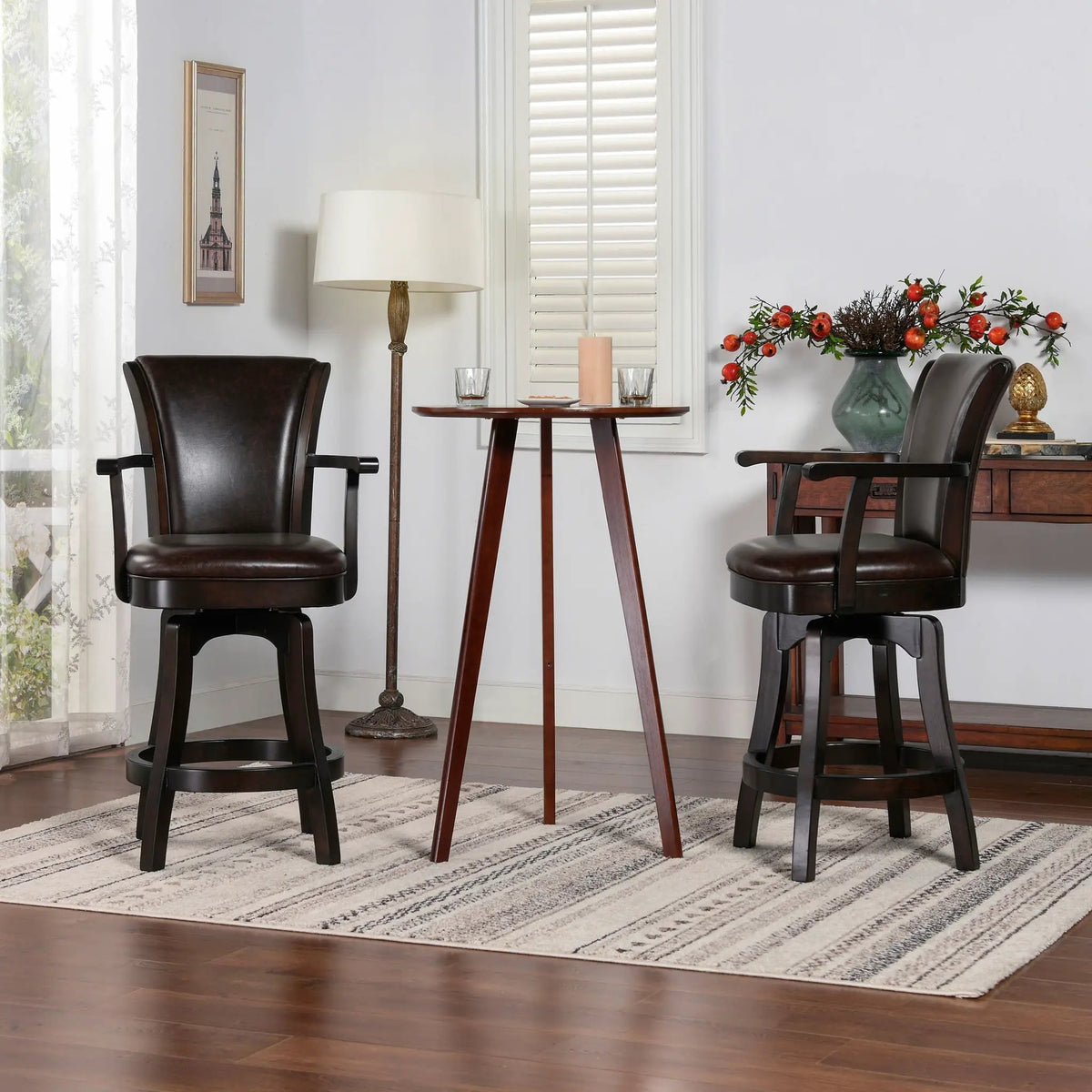 Williams Swivel Bar Stool | Counter Height | High Backrest | Sturdy Armrests