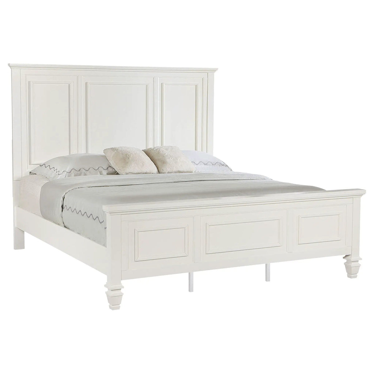 Sandy Beach 63-inch Eastern King Wood Panel Bed Cream | 80.25 x 87.25 x 63 in | Engineered Wood | White
