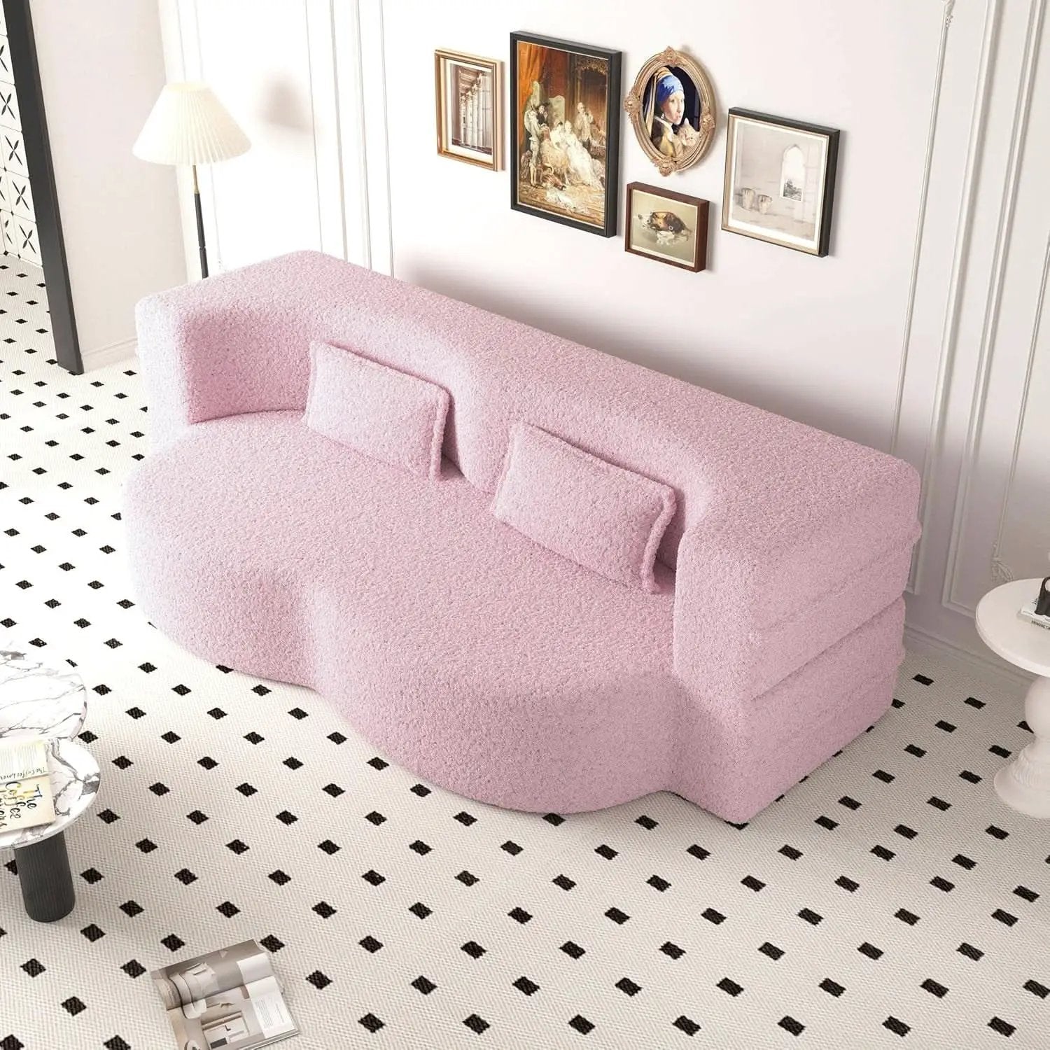 Powder Pink Ultra Comfort Contemporary Foldable Sleeper Sofa from PriceLows™