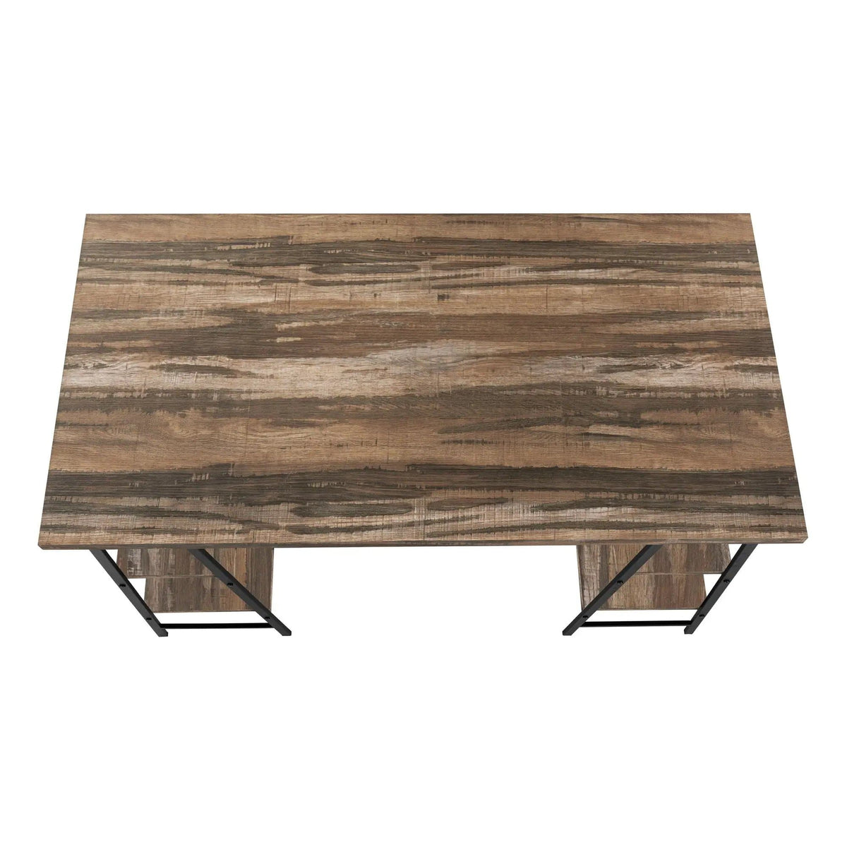 Sawhorse Computer Desk | 47.25 Inch Width | Four Open Shelves | Industrial Style