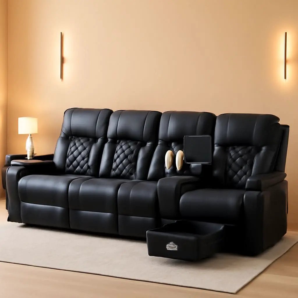 4 Seat Recliner Sofa With USB Ports And Storage Console from PriceLows™