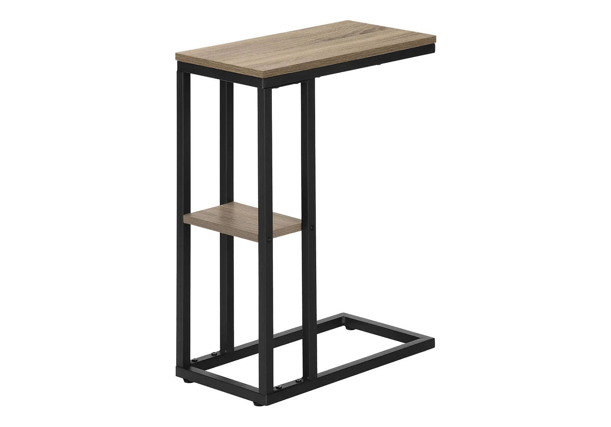 Marble Look C-Shaped Accent Table | Durable Metal Frame | Rectangular Tabletop | Portable Design