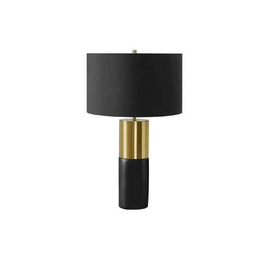 Lighting, Table Lamp, Concrete, Contemporary Black / | 15 x 15 x 25 in | Fabric & Concrete | Gold