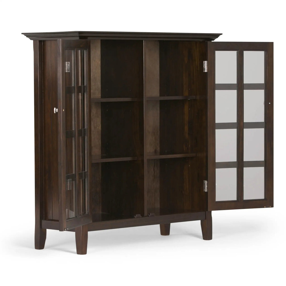 Acadian Storage Cabinet | Medium Handcrafted Solid Wood | Two Glass Doors | Two Adjustable Shelves