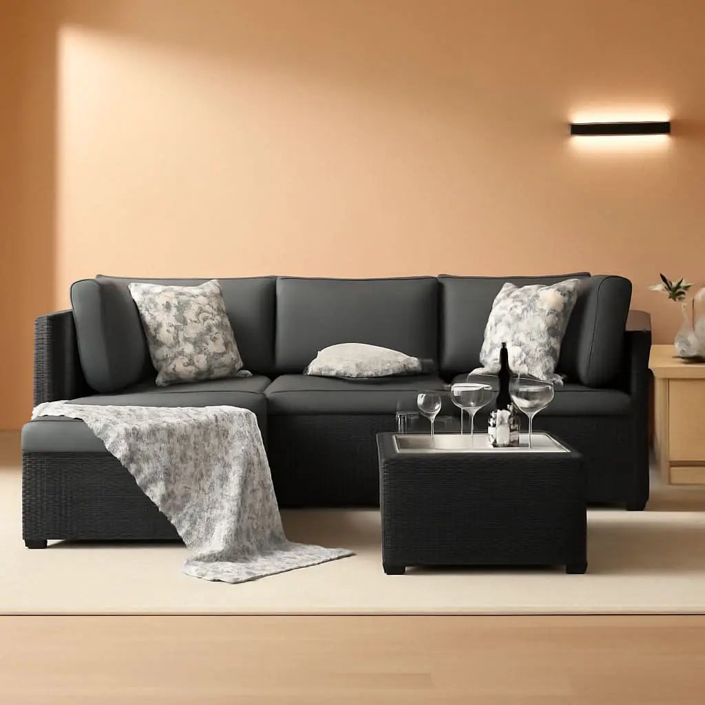 Grey 5 Piece Outdoor Patio Sectional Set With Ottoman from PriceLows™