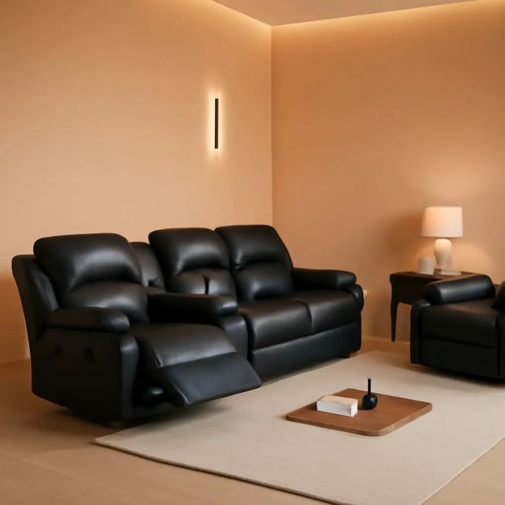 Black Recliner Sofa Set For Living Room Theater Seating from PriceLows™