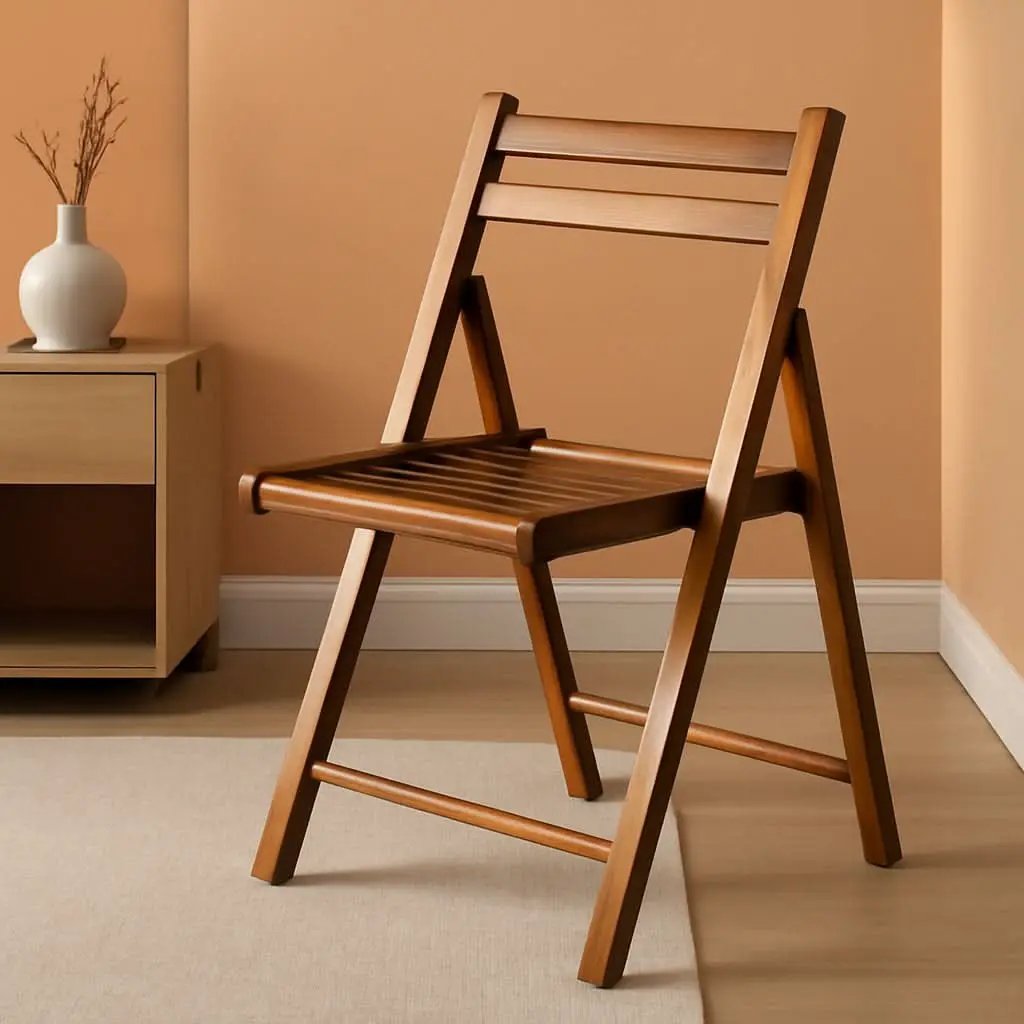Teak Folding Chair Set 4 Piece Compact Foldable Indoor Outdoor from PriceLows™