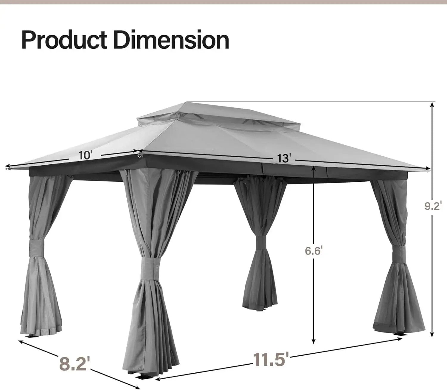 Outdoor Gazebo 10x13 With Mosquito Netting Weatherproof from PriceLows™