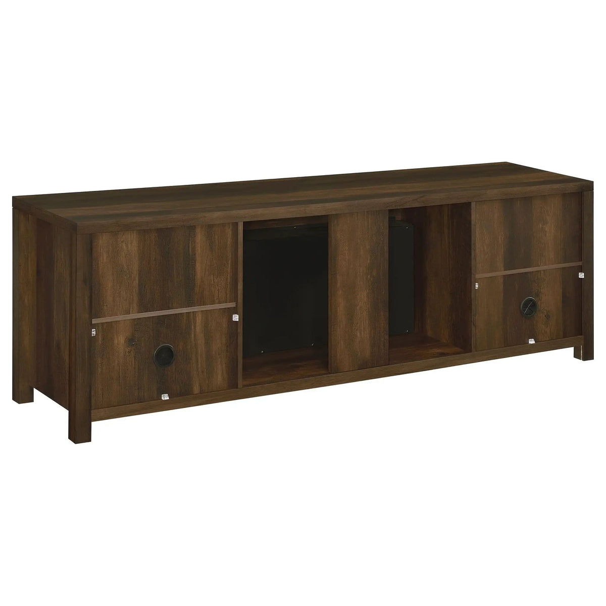 Enfield 71-inch TV Stand Fireplace Media Console Dark Pine | 70.75 x 15.5 x 23.5 in | Metal | Living Room