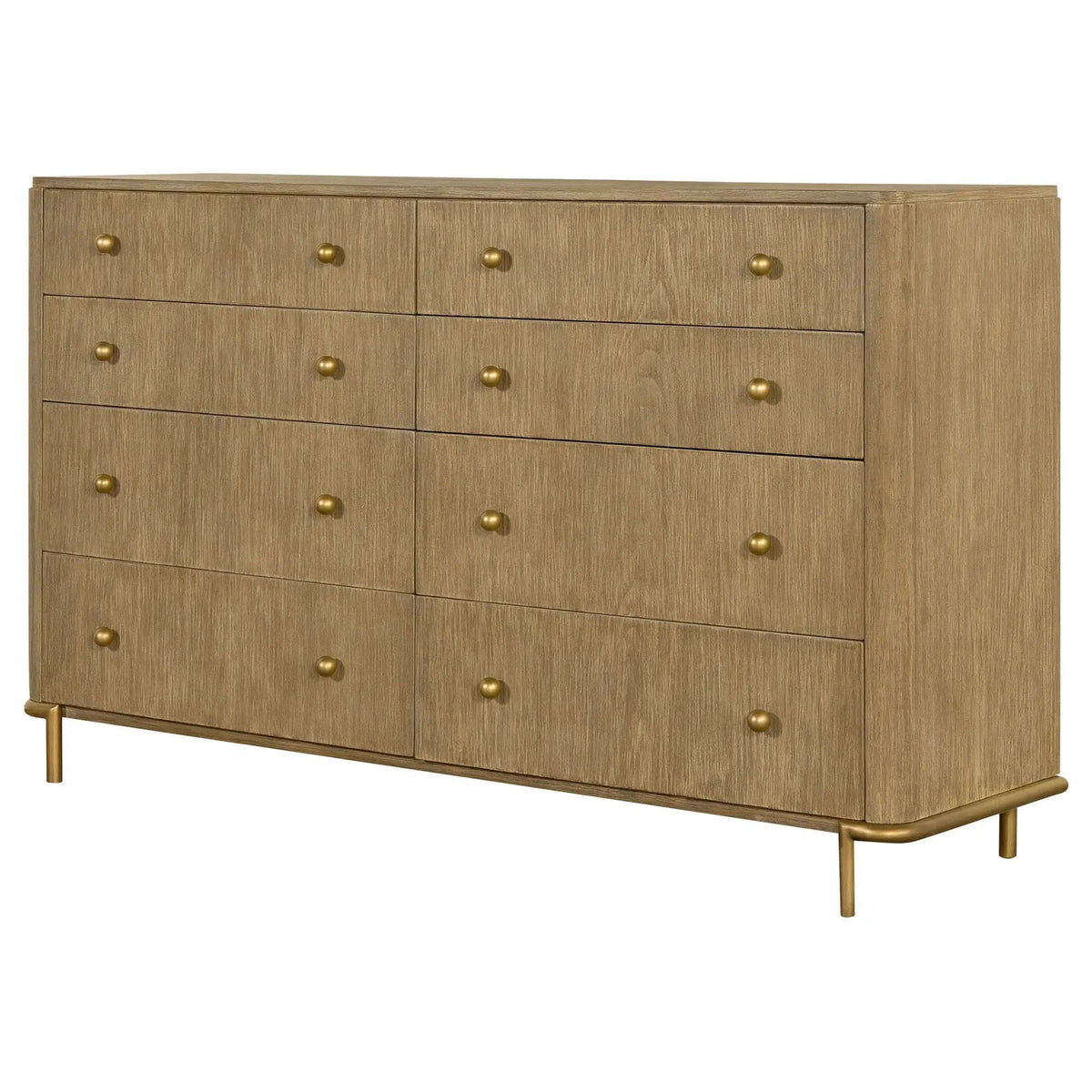 Arini 8-drawer Dresser Sand Wash | 63 x 18 x 37.25 in | Metal & Veneer | Bedroom