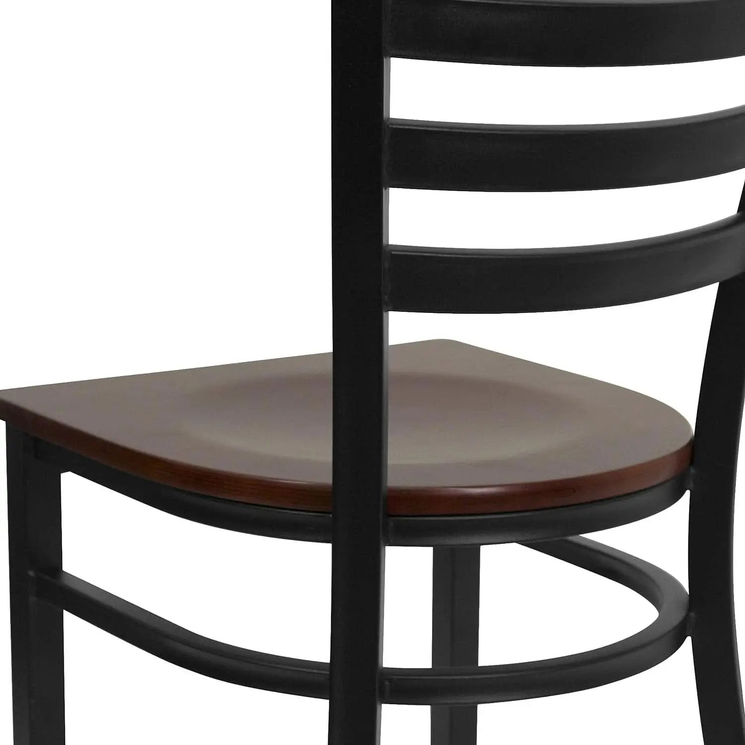 2 Pack Hercules Series Black Ladder Back Metal Dining Chair With Mahogany Seat For Restaurants from PriceLows™