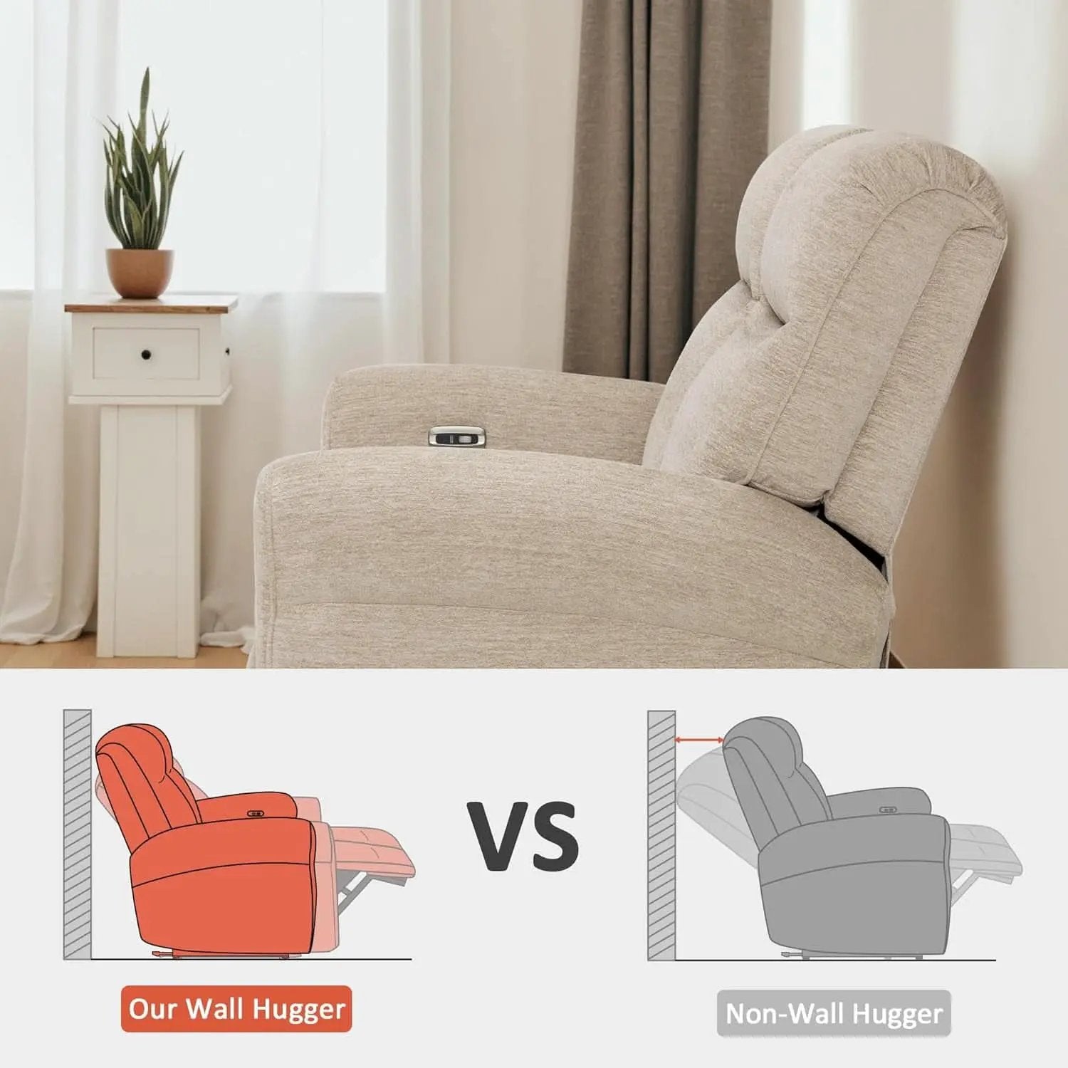 64.6 Inch Wall Hugging Auto Power Recline Loveseat from PriceLows™