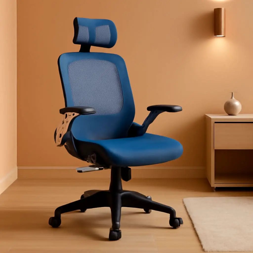 Blue Ergonomic Mesh Office Chair With Lumbar Support from PriceLows™