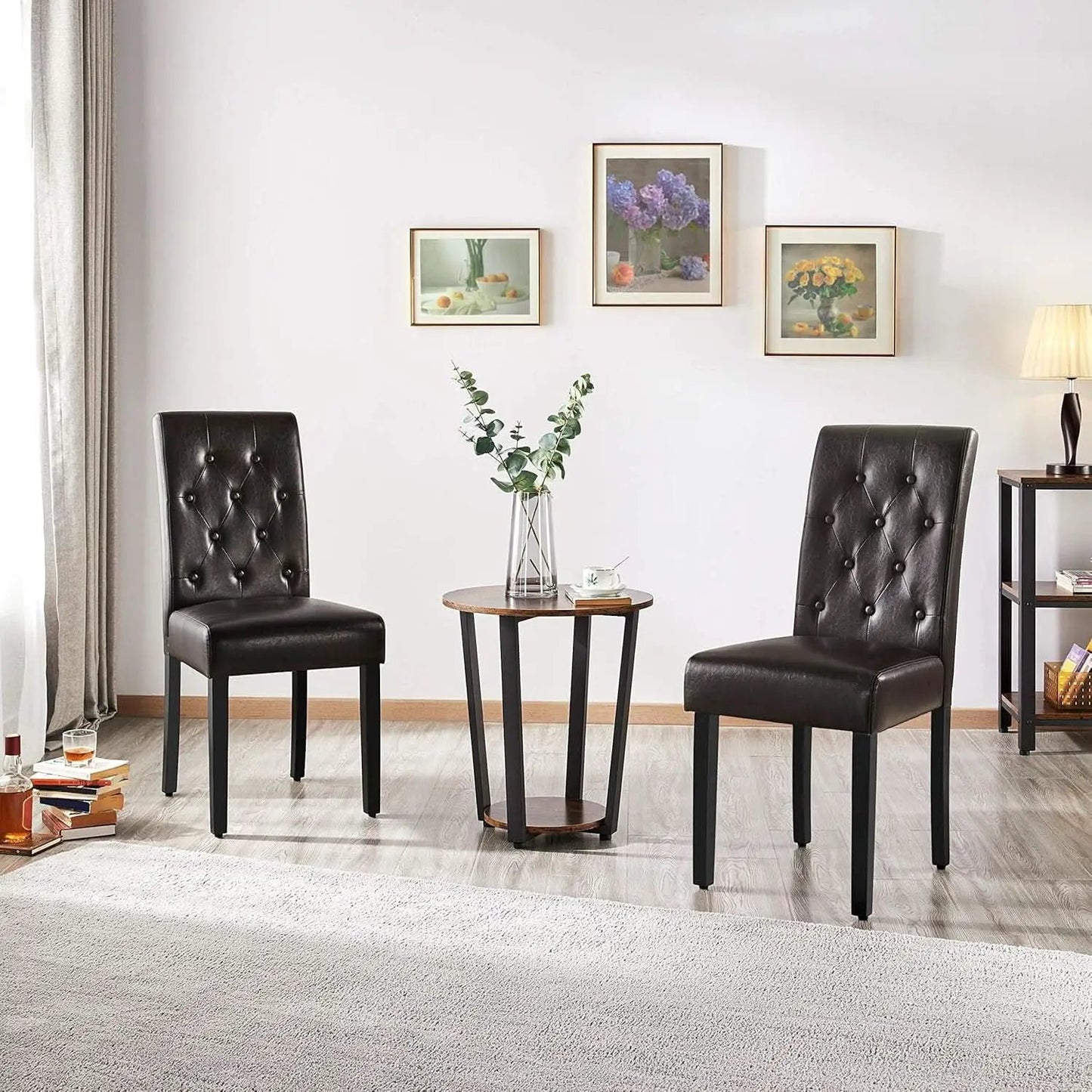 Faux Leather Dining Chairs Brown Set Of 2 For Dining Room from PriceLows™