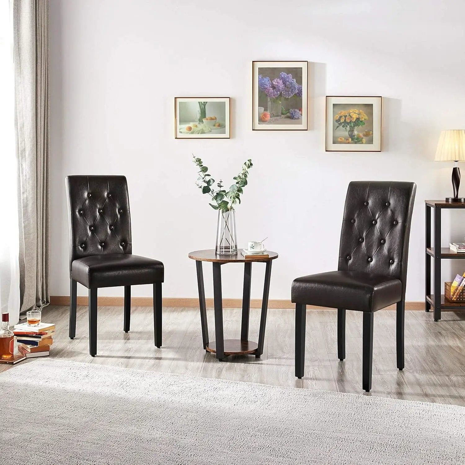 Faux Leather Dining Chairs Brown Set Of 2 For Dining Room from PriceLows™
