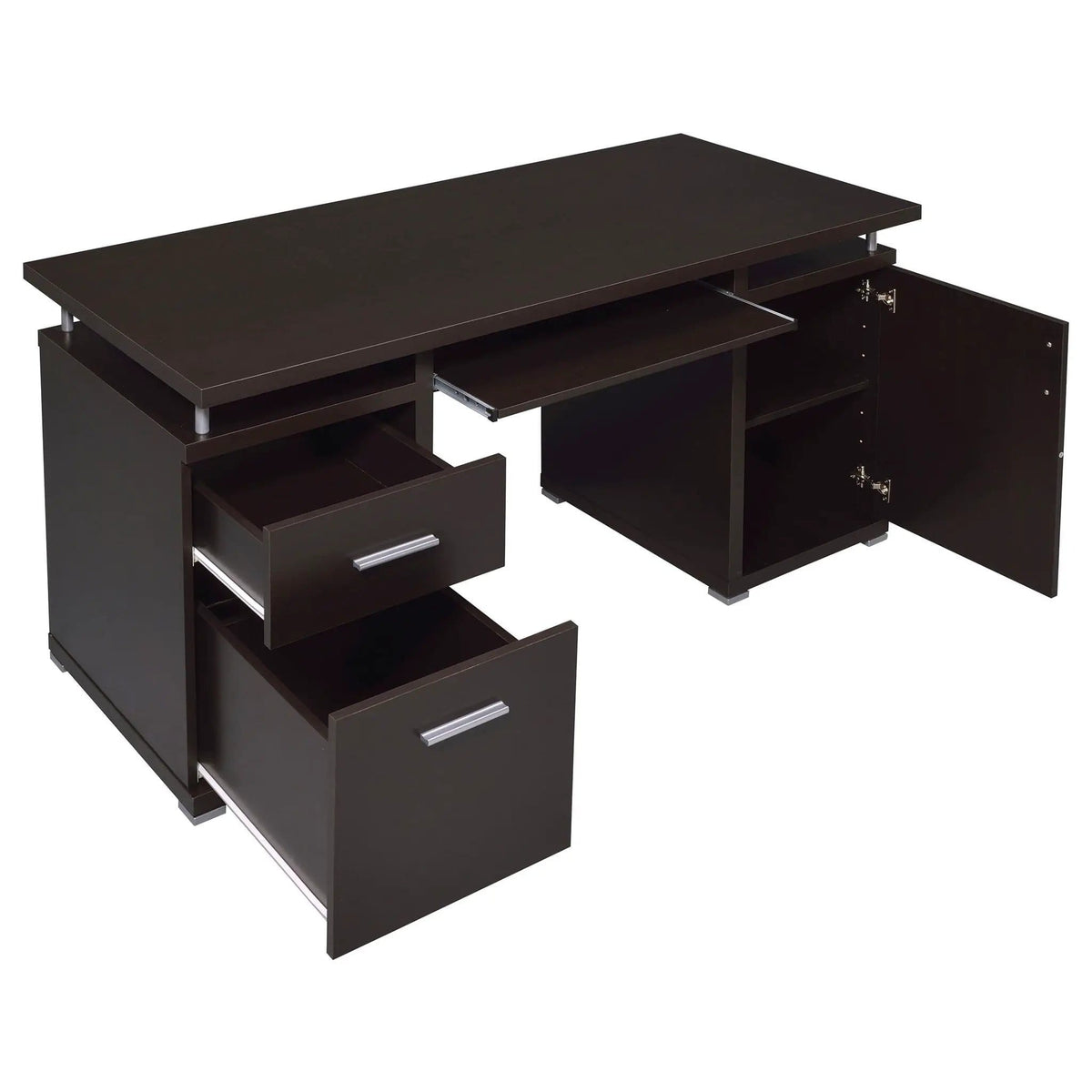 Tracy 55-inch 2-drawer Office Computer Desk | 55 x 23.5 x 29.5 in | Engineered Wood & Veneer | Cappuccino