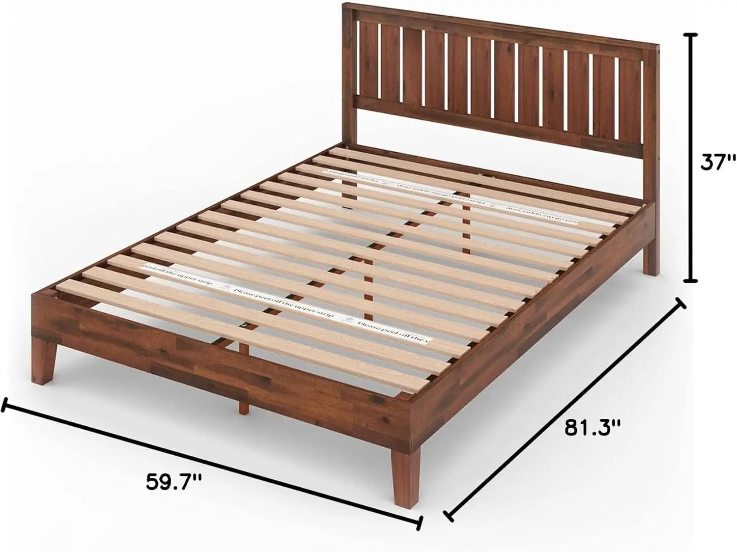 Queen Wood Platform Bed Frame With Headboard And Slats from PriceLows™