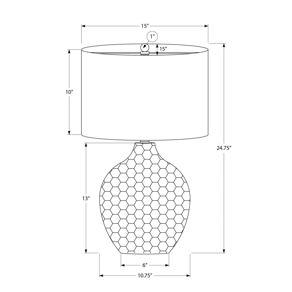 Lighting, Table Lamp, Resin, Contemporary - | 15 x 15 x 24.75 in | Linen & Resin | Brown