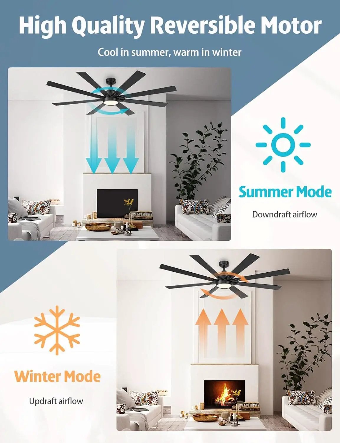 62 Inch Ceiling Fan With Remote Matte Black Wood Finish from PriceLows™
