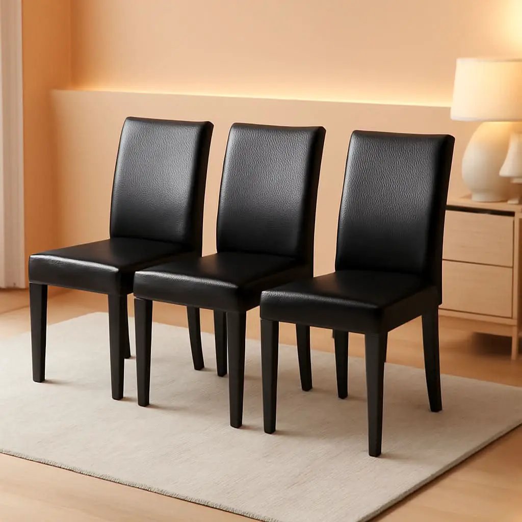 Dining Chairs Set Of 4 Waterproof PU Leather Cushioned With Wood Legs from PriceLows™