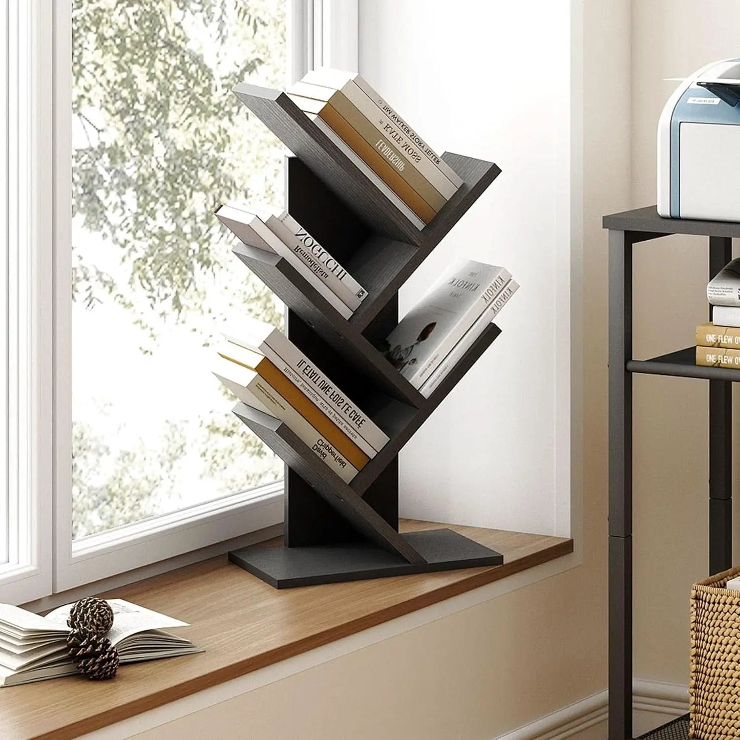 4 Tier Tree Bookshelf Floor Standing Bookcase Home from PriceLows™