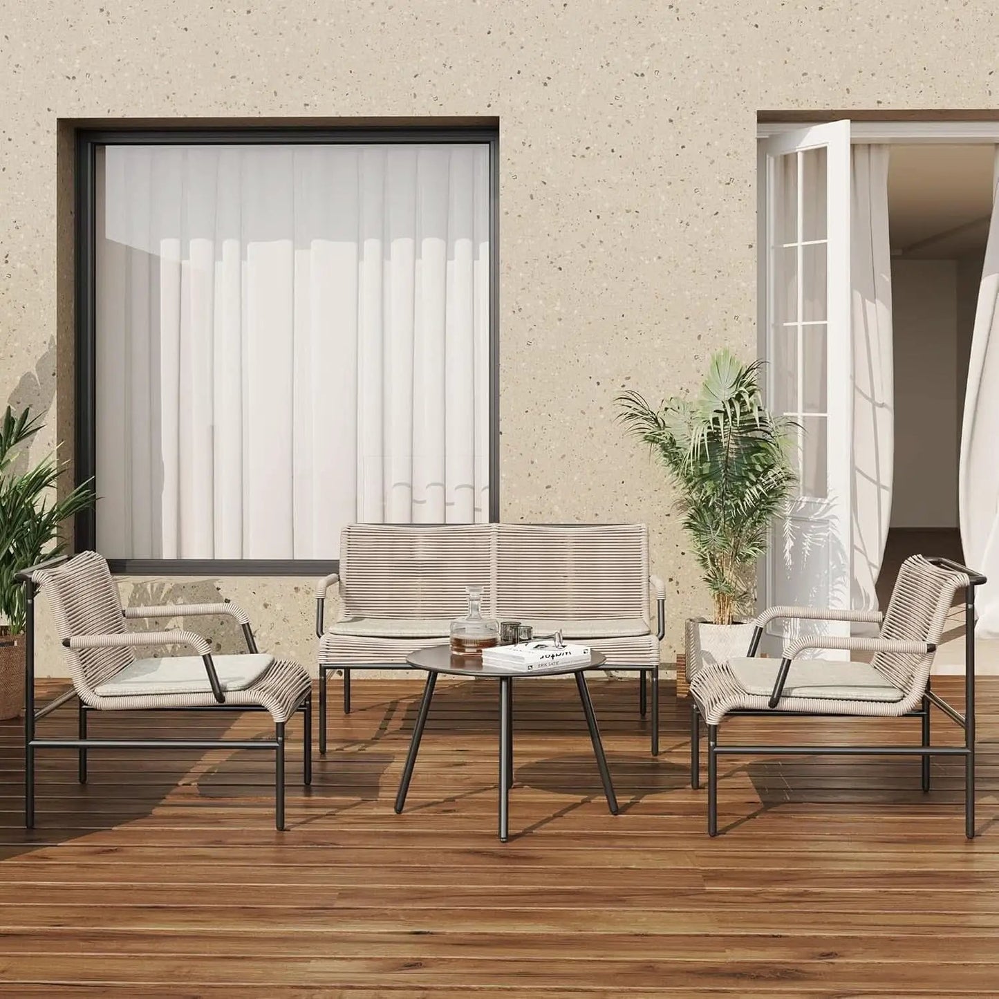 Modern Four Piece Patio Furniture Set for Outdoor Spaces from PriceLows™