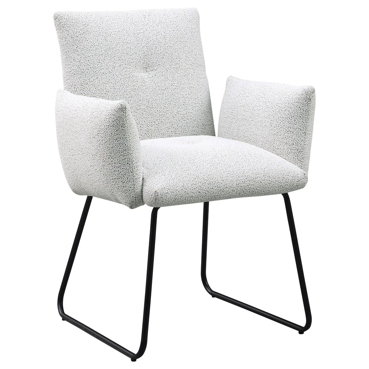 Ackland Upholstered Dining Arm Chair Light Grey (Set of 2) | 27 x 26.5 x 34.5 in | Fabric & Metal | Dining Room