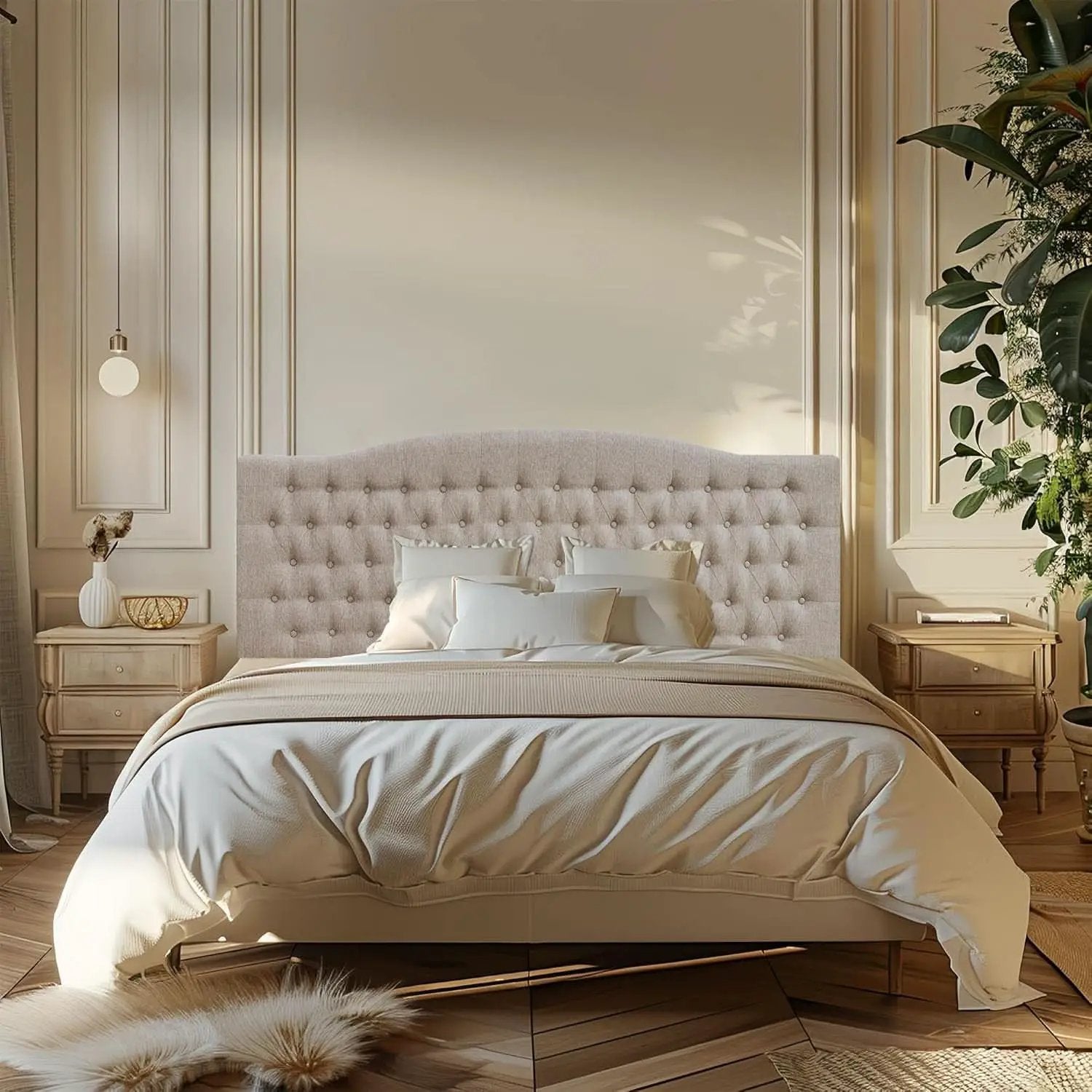 Luxury Linen Upholstered King Headboard with Easy Assembly from PriceLows™