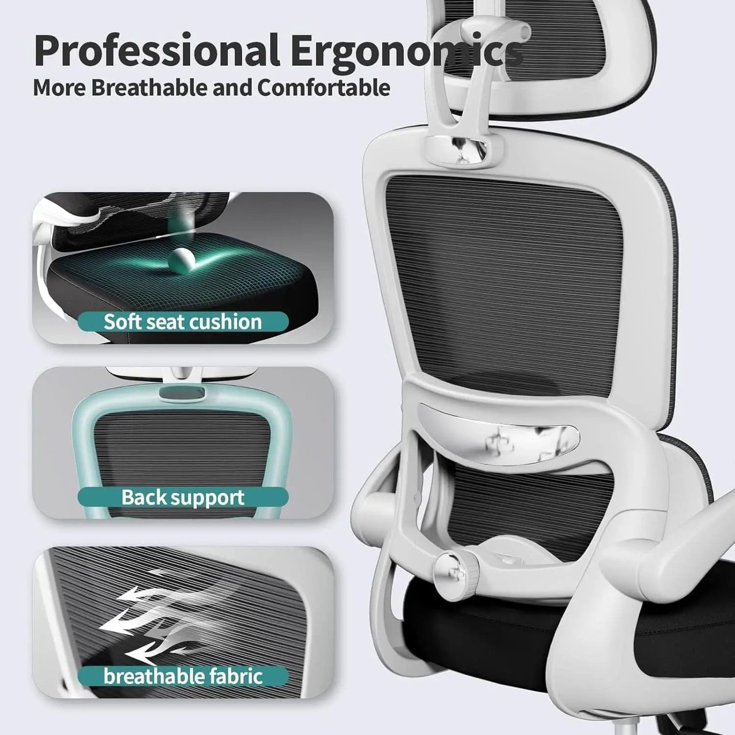 Ergonomic High Back Mesh Office Chair With Wheels Black from PriceLows™