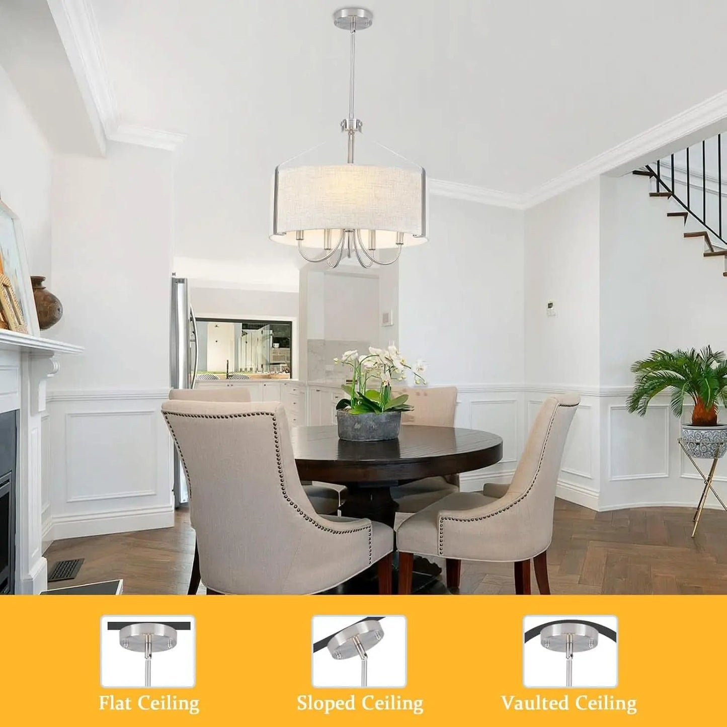 5 Light Drum Chandelier 18 Inch Brushed Nickel Fixture from PriceLows™