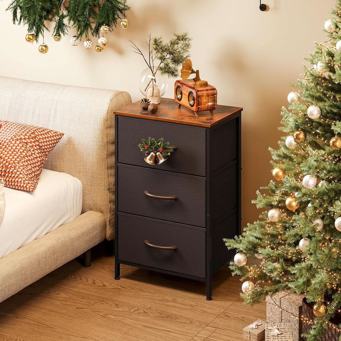 Small Brown Dresser With Three Drawers For Bedroom from PriceLows™