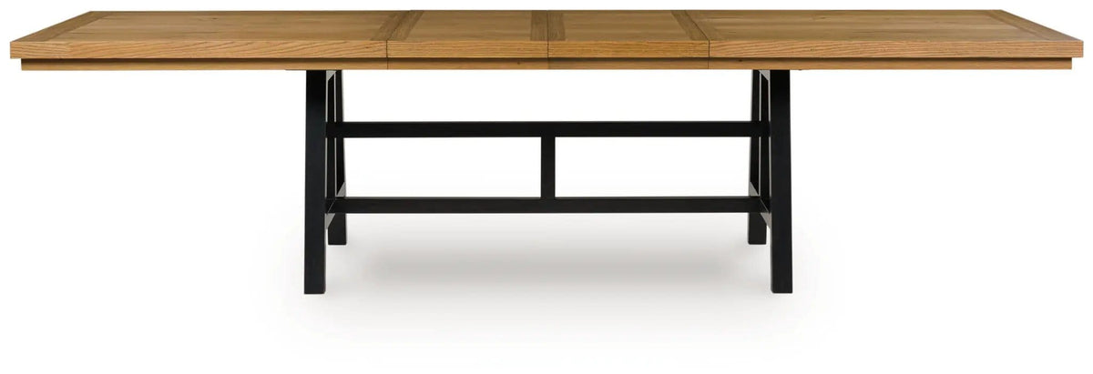 Galliden Rectangular Dining Room Extension Table | 40 x 120.25 x 30 in | Oak Veneer & Mdf | Black / Brown